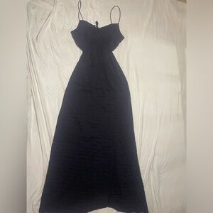 Black Evening Maxi Dress with Front Bow and Spaghetti Straps Size Medium